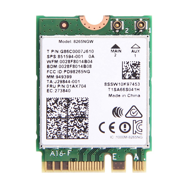 Card mạng kết nối Wi-Fi Bluetooth 2.4G / 5Ghz Intel 8265NGW AC 8265 NGFF 802.11Ac 867Mbps 2X2 MU-MIMO BT 4.2