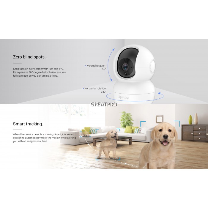 Camera Wifi Ezviz Ty2, chính hãng, full HD 1080P 2MP, xoay 360 độ, đàm thoại 2 chiều, bảo hành 24 tháng