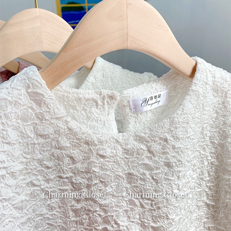 [Ảnh thật] Áo Babydoll Vải Gấm Hoa Nổi Form Điệu Xinh Xắn - Charming.Closet