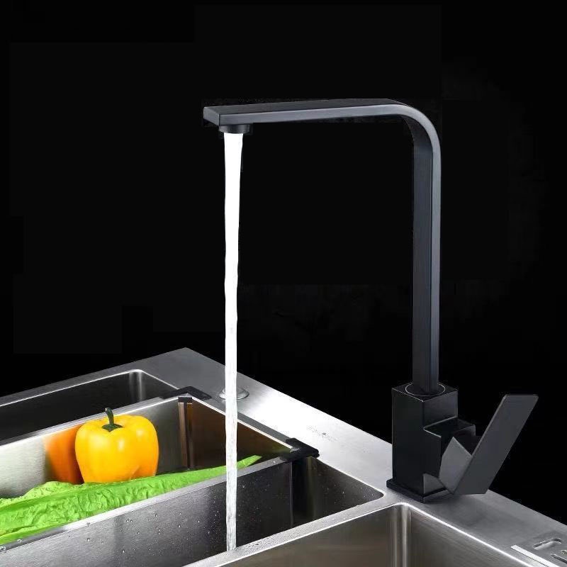 Vòi rửa bát nóng lạnh vuông bóng cao cấp VRB15 tặng đôi dây cấp inox