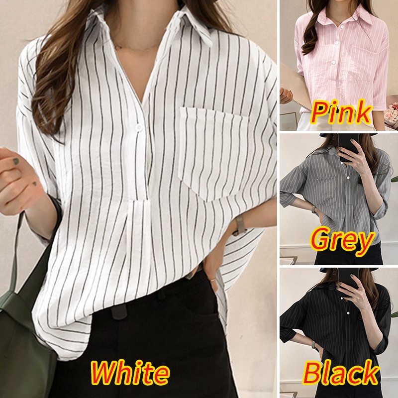 Áo sơ mi Zanzea kẻ sọc tay 3/4 thời trang dành cho nữ
