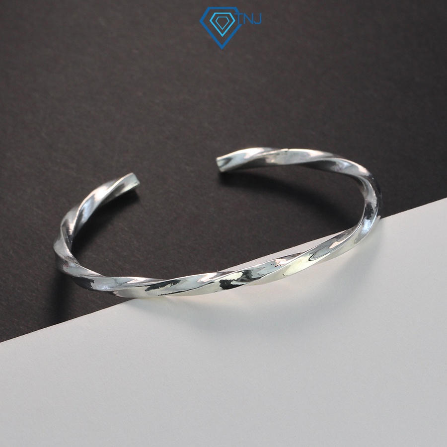 Lắc tay nam bạc thật dạng kiềng xoắn khắc tên cá tính LTA0008 Trang Sức TNJ