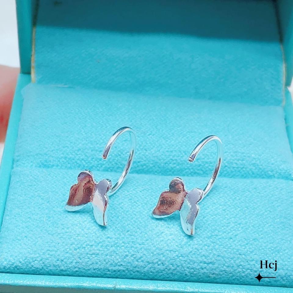 Bông tai nữ bạc ta hình bướm nhỏ cá tính, trẻ trung - Kho sỉ bạc Nhất Linh