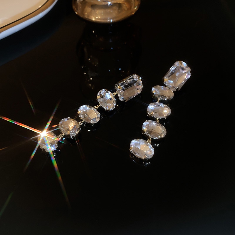 Bông Tai Dáng Dài Phối Tua Rua Mạ Bạc Phong Cách Âu Mỹ Thời Trang