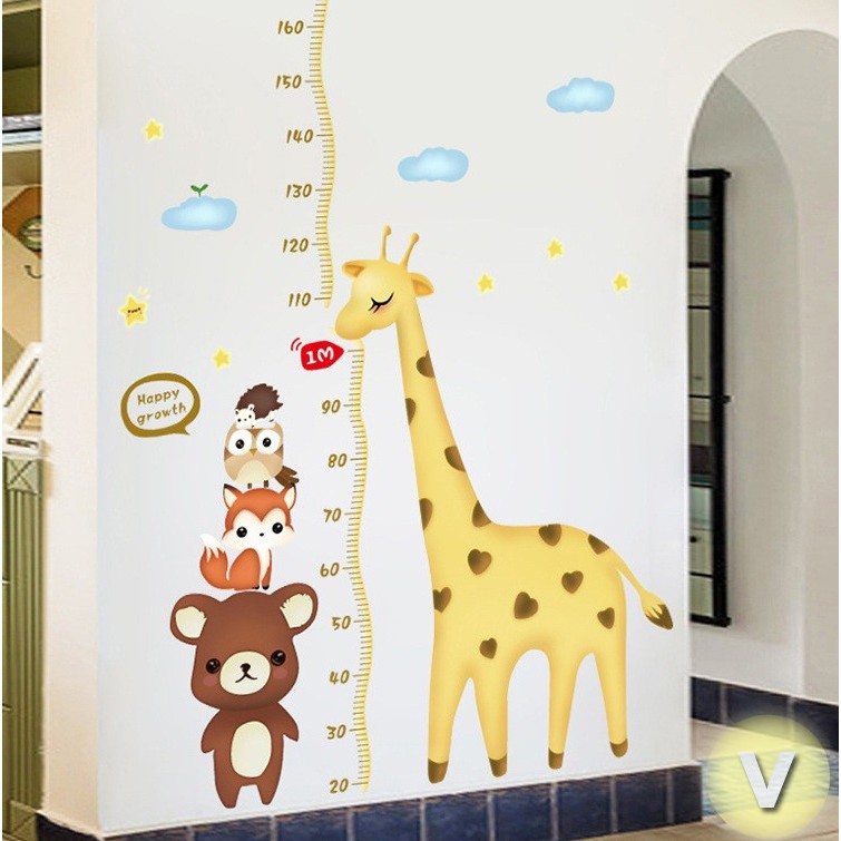 Decal dán tường Thước đo hươu gấu