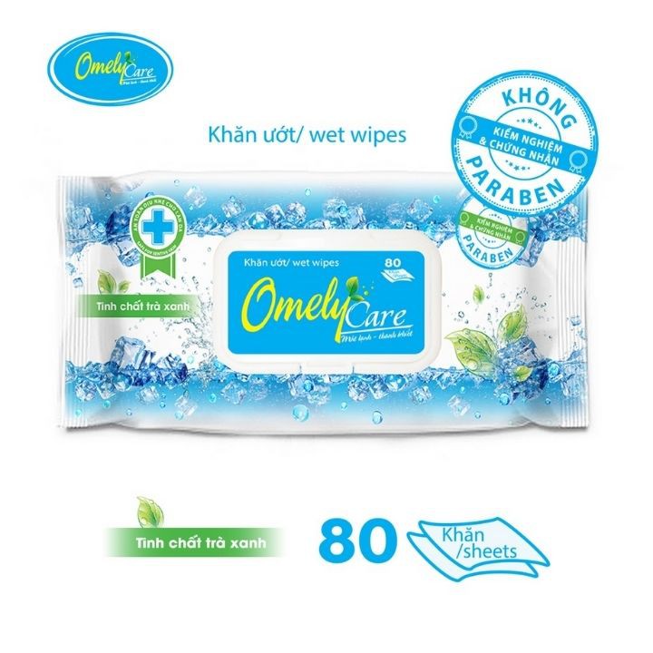 [Mã BMBAU50 giảm 7% đơn 99K] Khăn Ướt OMELY cao cấp 80 miếng tinh chất trà xanh - Mềm mại không xù lông