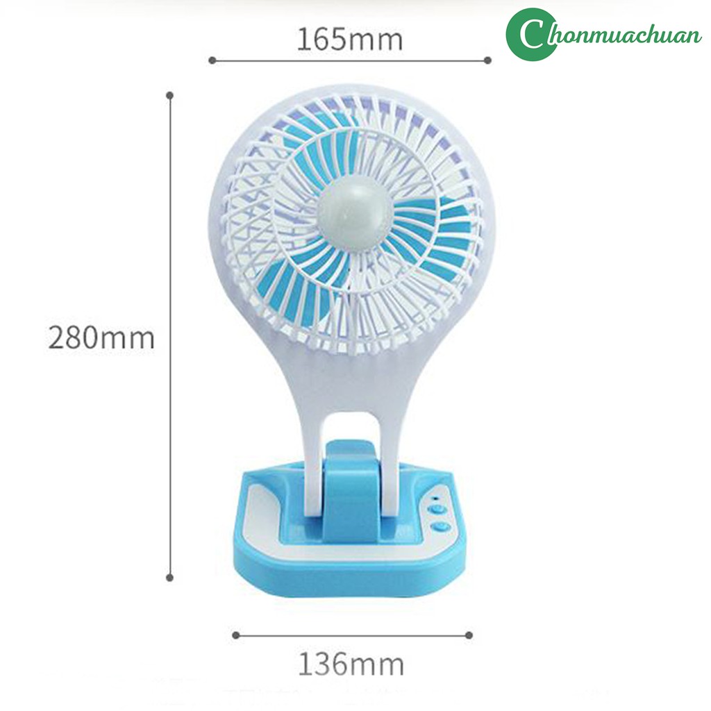 Quạt Tích Điện Mini Đèn LED Gấp Gọn Tiện Lợi - Quạt Sạc Tích Điện Để Bàn