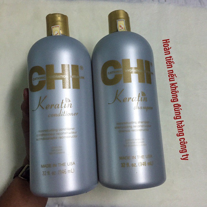 #chi_usa Dầu gội xả CHI Keratin Reconstructing Mỹ dành cho tóc khô xơ ( 2x946ml) [sale giá chuẩn]