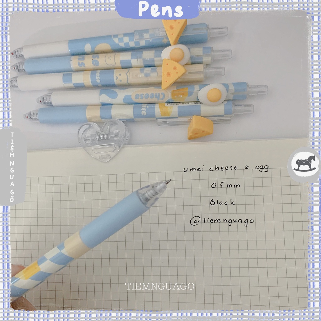 Bút Gel Đen UMEI Cheese & Egg Ngòi 0.5mm - Lẻ 1 cây - Tiệm Ngựa Gỗ
