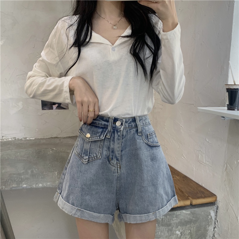 Áo Thun Nữ Dài Tay Cổ Chữ v Màu Xám Thiết Kế Mới