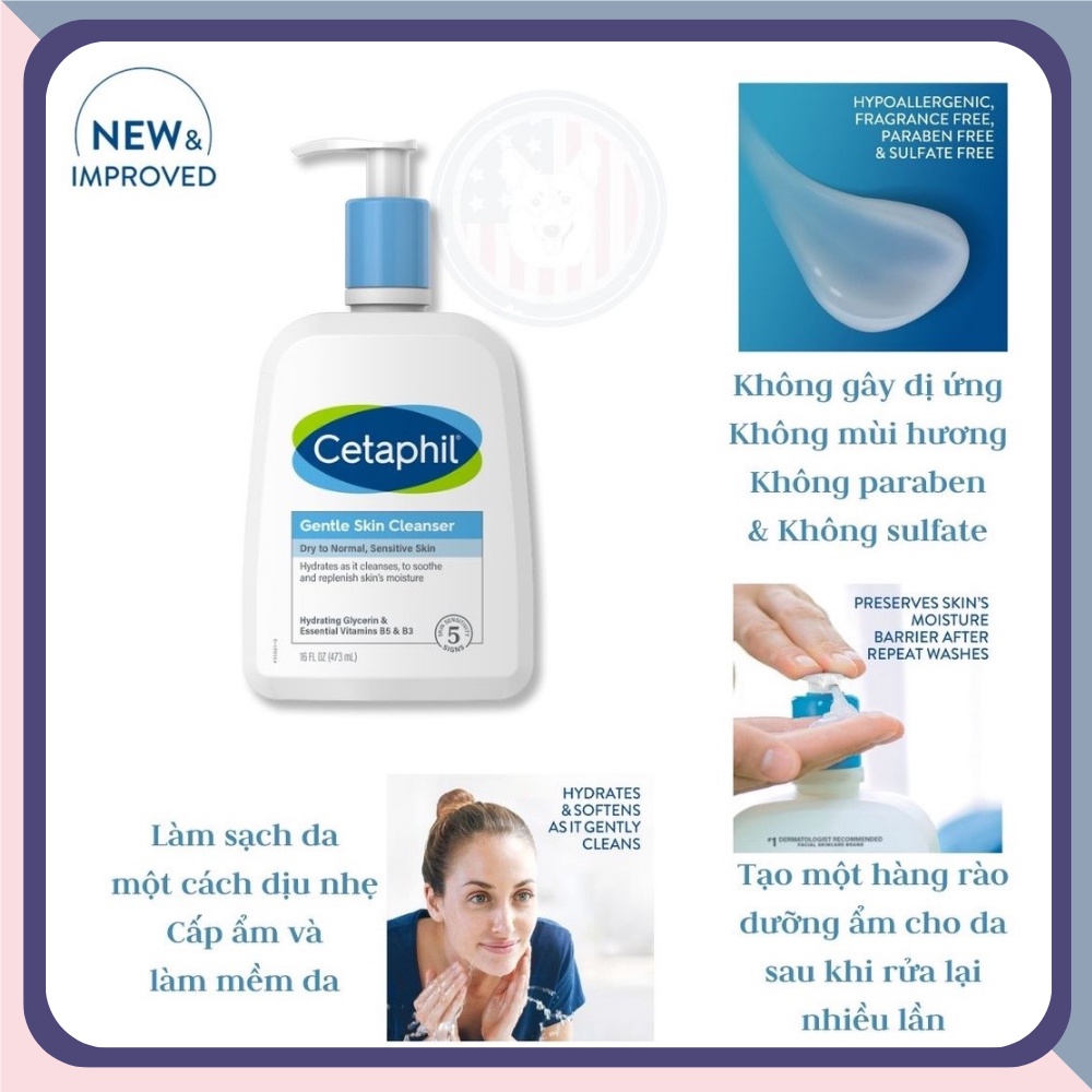 Sữa rửa mặt dịu nhẹ cho da nhạy cảm Cetaphil Gentle Skin Cleanser 125-473ml