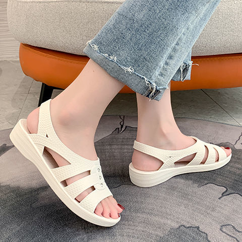 Giày Sandal Nữ Mới Thời Trang Phẳng XL Chống Trượt Mặc Làm Việc Mềm Người Trung Niên Và Người Già Dép Mềm Của Phụ Nữ