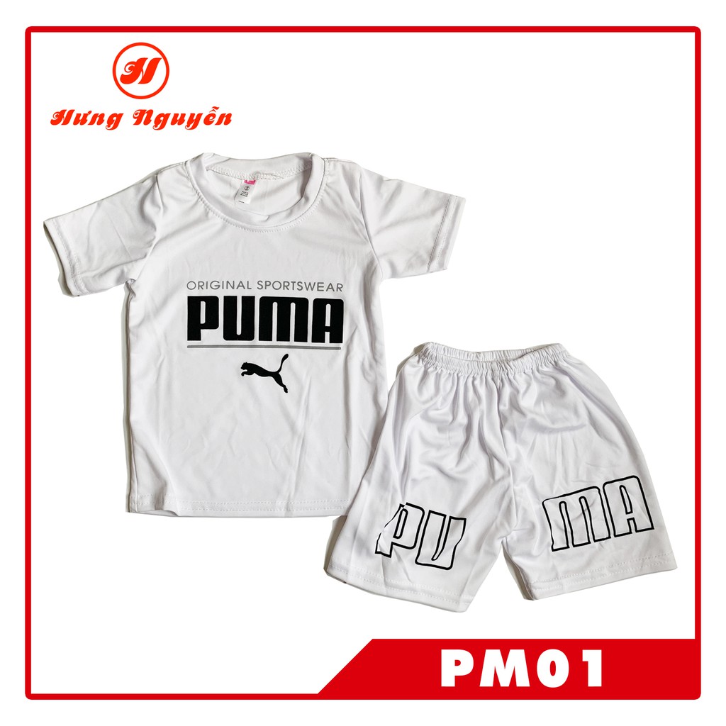 Bộ đồ thun lạnh cao cấp PUMA cho bé 6 - 19kg, in cao cấp, vải mát