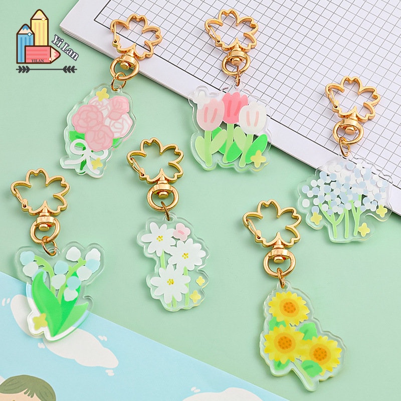 Móc Chìa Khóa Hình Hoa Chất Liệu Acrylic