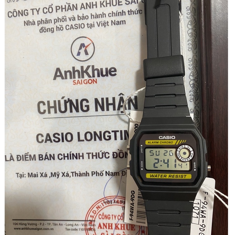 Đồng Hồ Casio Chính Hãng F-94, F-91, F-201 - ANH KHUÊ - Huyền Thoại ,Chống Nước 5 ATM - Tuổi thọ Pin 7