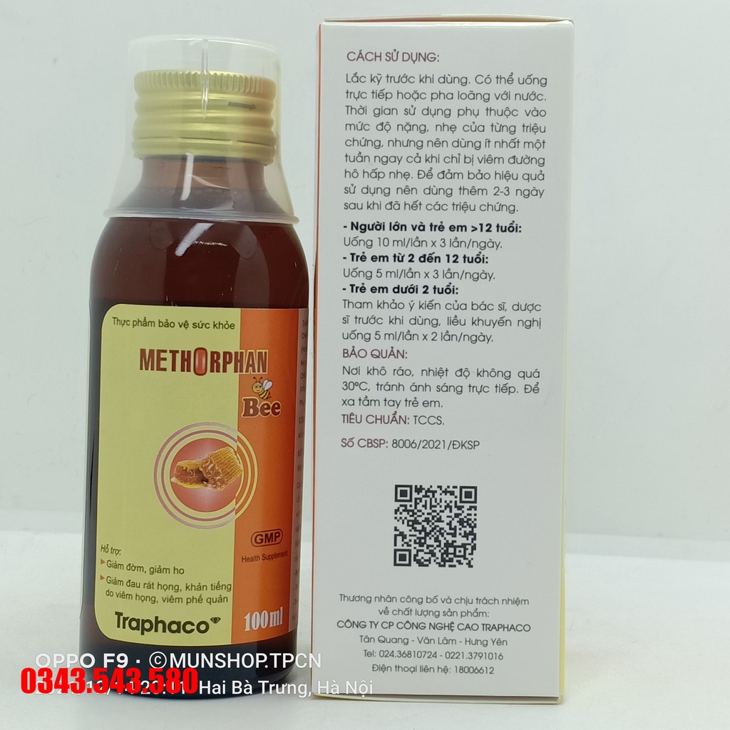 Siro ho METHORPHAN Bee chai 100ml