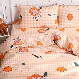 Bộ chăn ga gối siêu nhân heo cotton poly