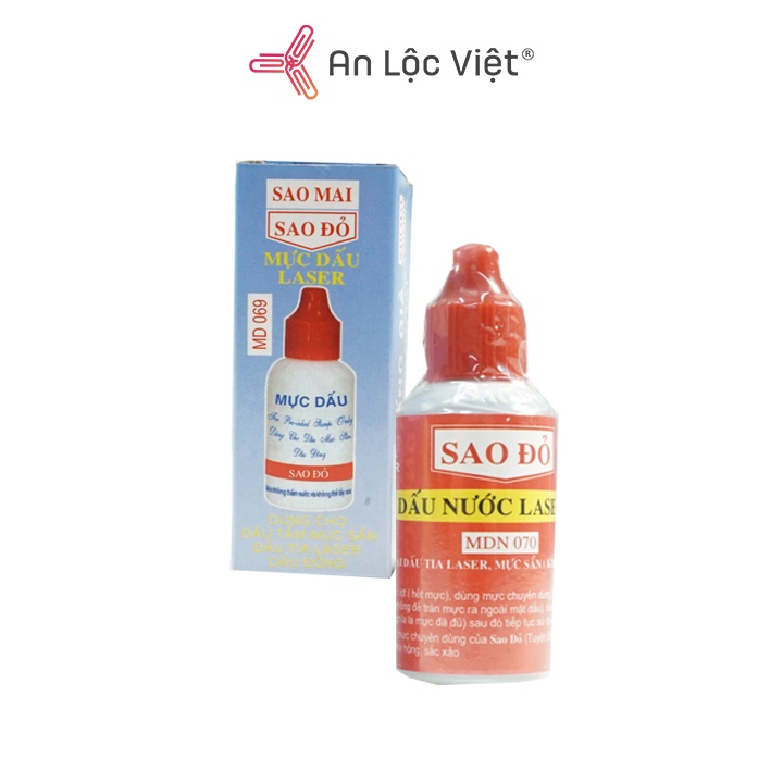 Mực dấu Sao Đỏ 15ml Màu mực đen/xanh dương/đỏ