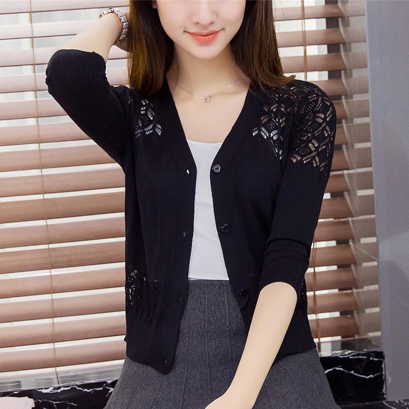 Áo khoác cardigan dệt kim mỏng chống nắng thời trang xuân hè dành cho nữ