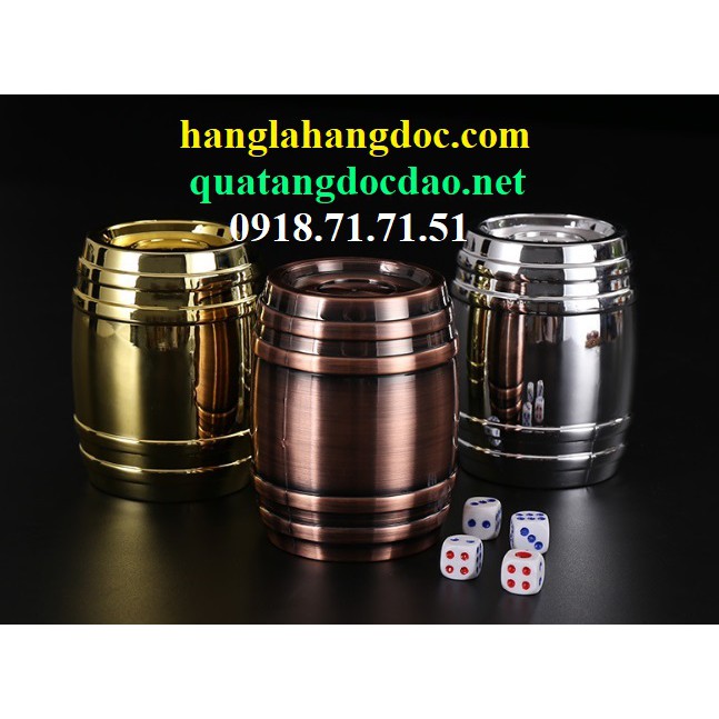 Bộ lắc xí ngầu  cao cấp & sang trọng hình thùng rượu, tặng 05 viên xí ngầu