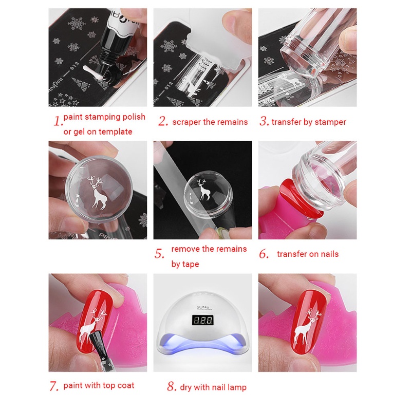 Bộ Dụng Cụ In Dấu Trong Suốt Trang Trí Móng Tay DIY