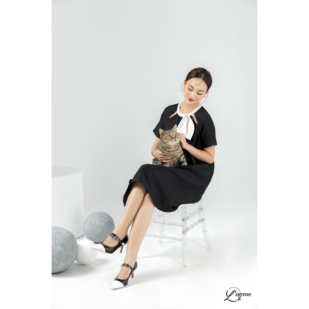 Váy bầu TATA DRESS chất vải tafta ánh hồng nhũ sang trọng, đơn giản, lịch sự phù hợp đi tiệc thiết kế bởi LAMME