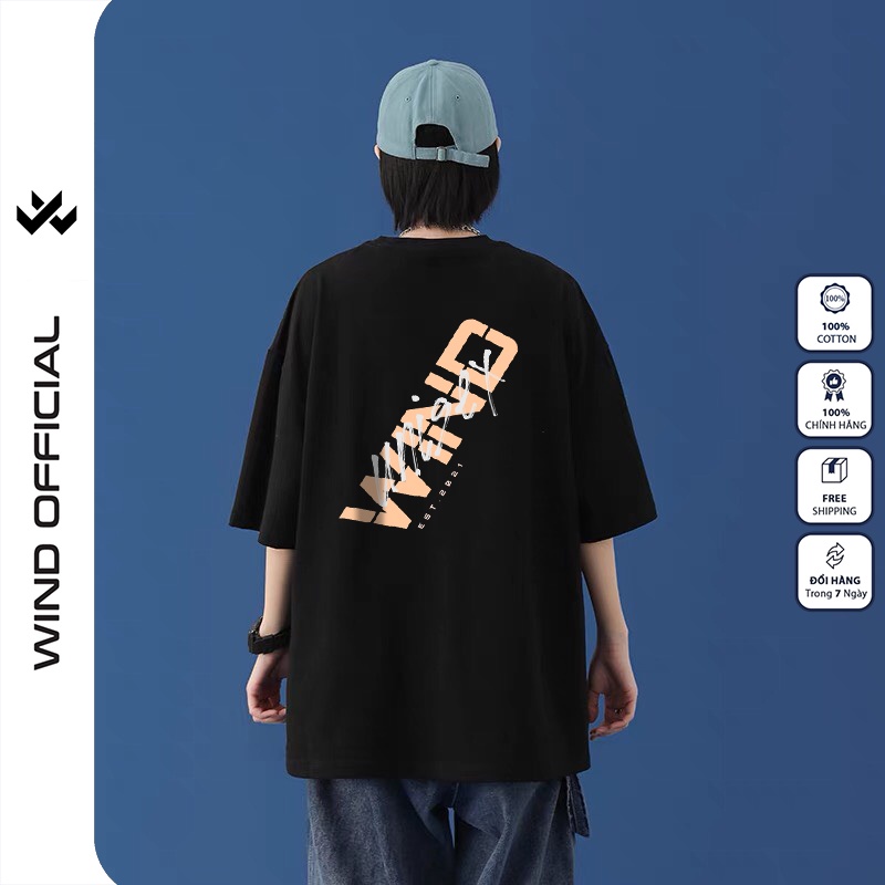 Áo thun tay lỡ WIND unisex bản Premium 100% Cotton form rộng ATTL53 nam nữ oversize