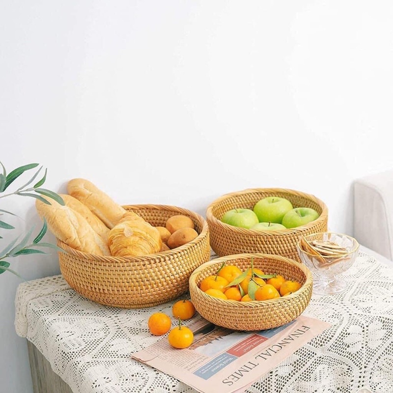(Làng nghề sx)Bát guột mây tròn đựng đồ, rổ Mây tròn đủ size trang trí nhà cửa HANHDECOR