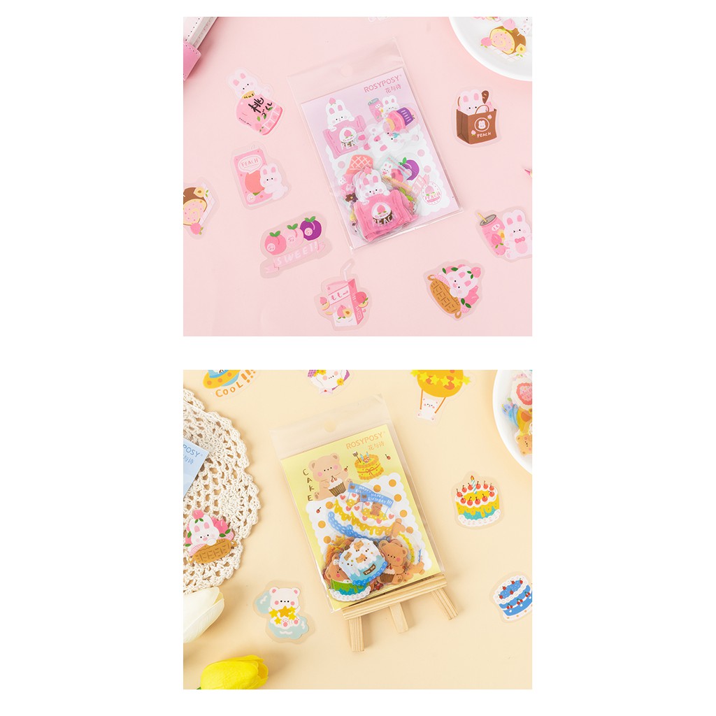 40 sticker cute hình dán dễ thương miếng dán công chúa trang trí sổ planner bullet journal dụng cụ dán Rosy Posy