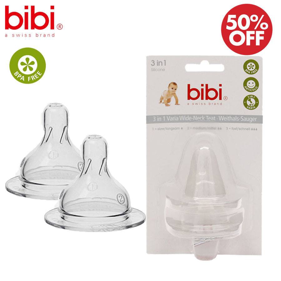 Bộ 2 núm ty cổ rộng silicone Bibi