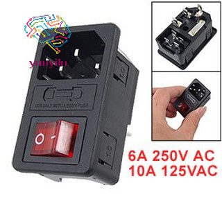 SODIAL(R) Inlet Male Power Socket with Fuse Switch 10A 250V 3 Pin IE