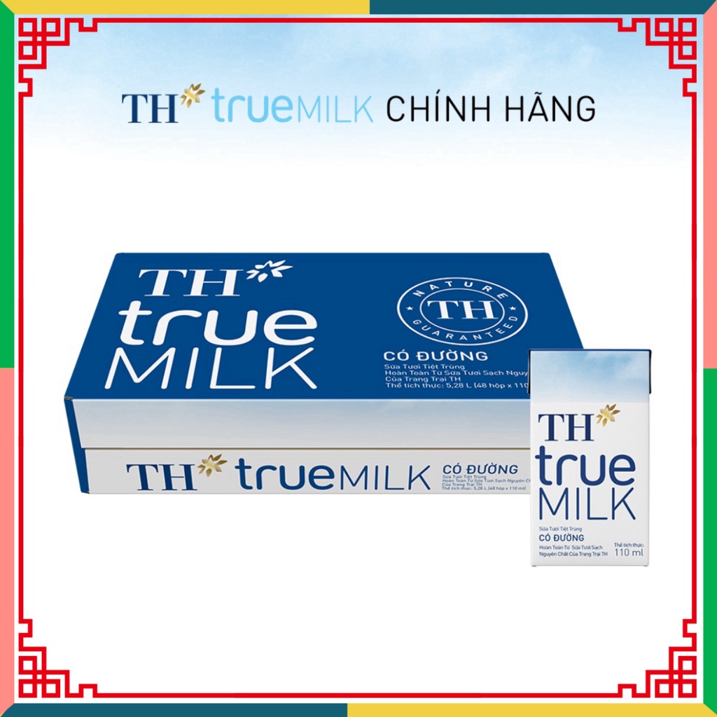 Thùng 48 hộp sữa tươi thanh trùng có đường TH True Milk 110ml (110ml x 48) ( Đại lý Ngọc Toản)