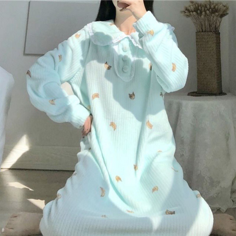 Váy ngủ Thu Đông P/c Hàn Quốc nhẹ nhàng | BigBuy360 - bigbuy360.vn