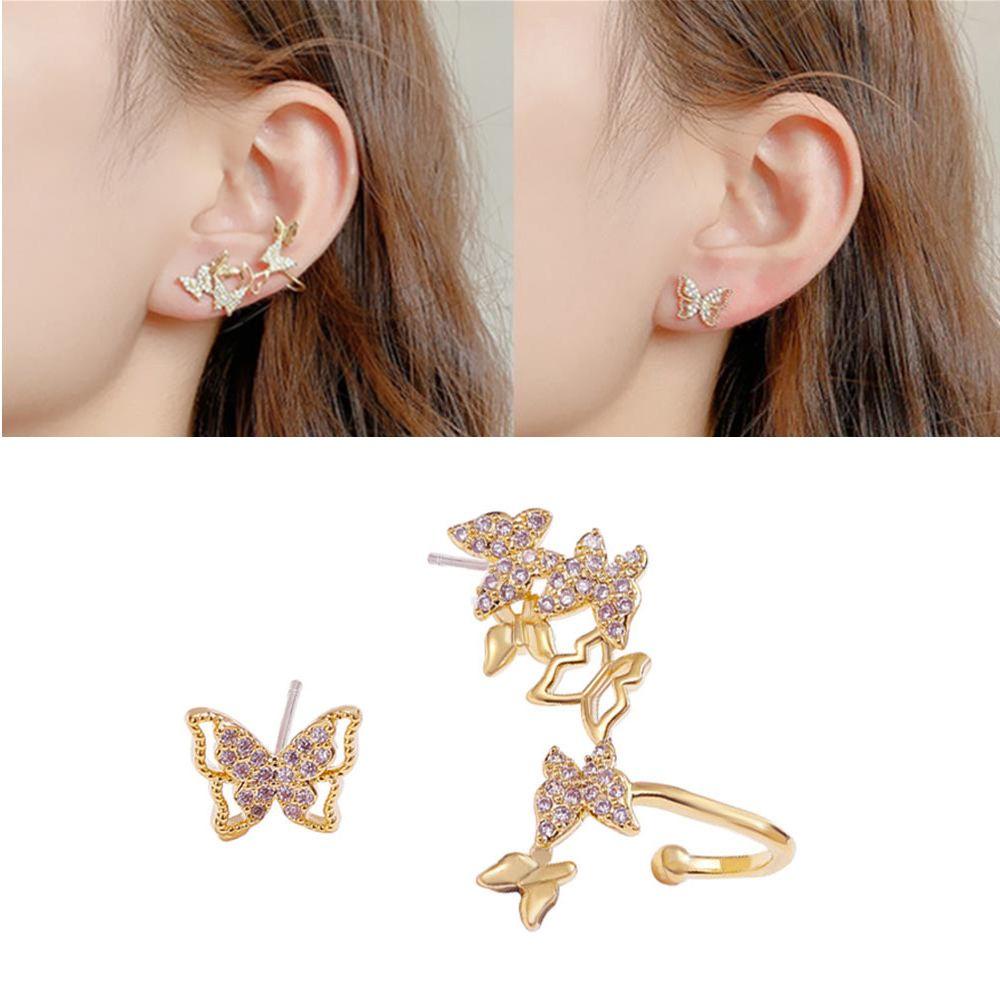 JONYE Bông Tai Hình Bướm Đính Đá Thời Trang