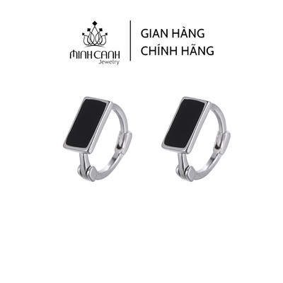 Bông Tai Khóa Bấm Chữ Nhật Đen Minh Canh Jewelry