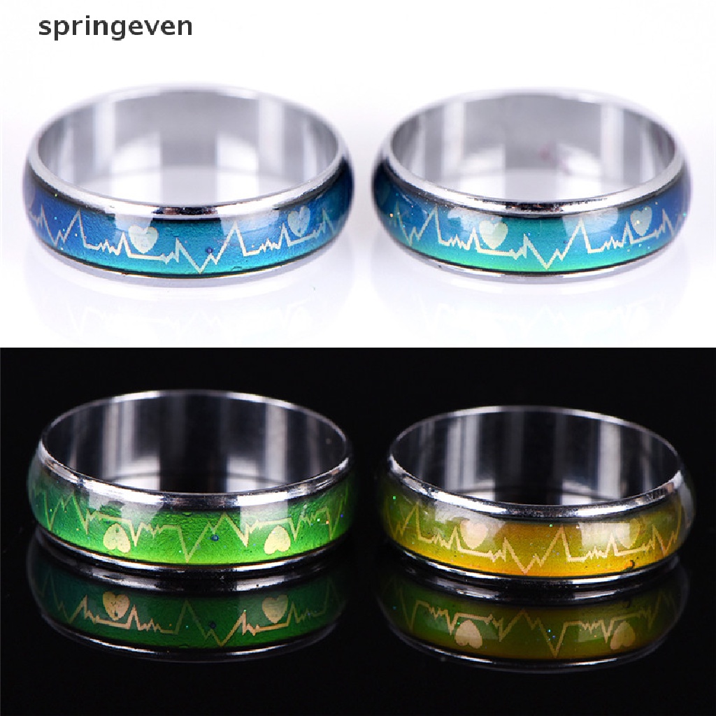 Nhẫn Đính Hôn Cảm Xúc Nhiệt Độ Bằng Thép Titan Thời Trang