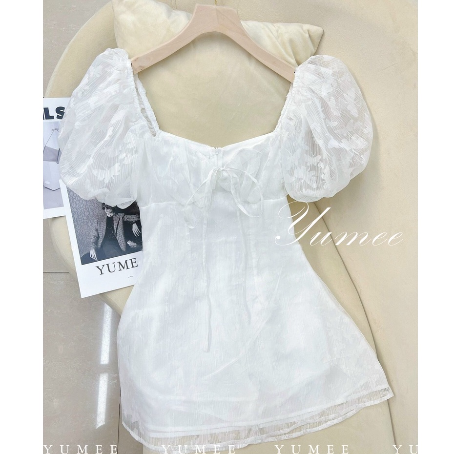 Đầm xoè trắng công chúa thiết kế tay phồng sang chảnh 🌹FREESHIP🌹 Váy xinh YUMEE dạo phố, dự tiệc