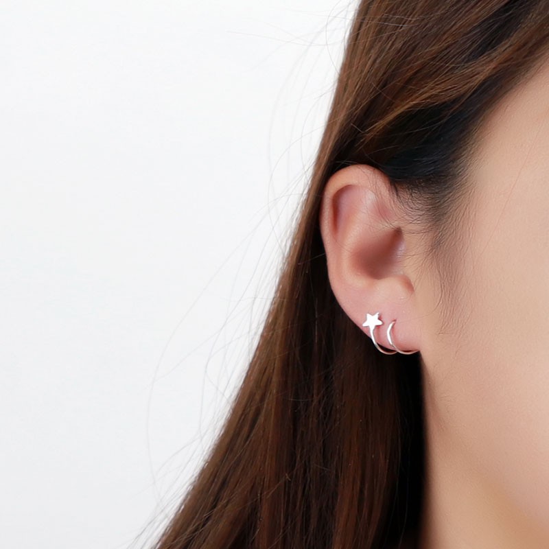 Khuyên tai bạc Ý s925 sao xoắn E6294 - AROCH Jewelry