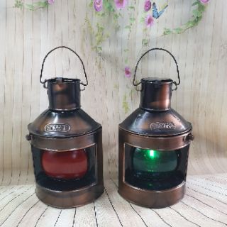 Đèn dầu cổ màu đồng cao 25cm