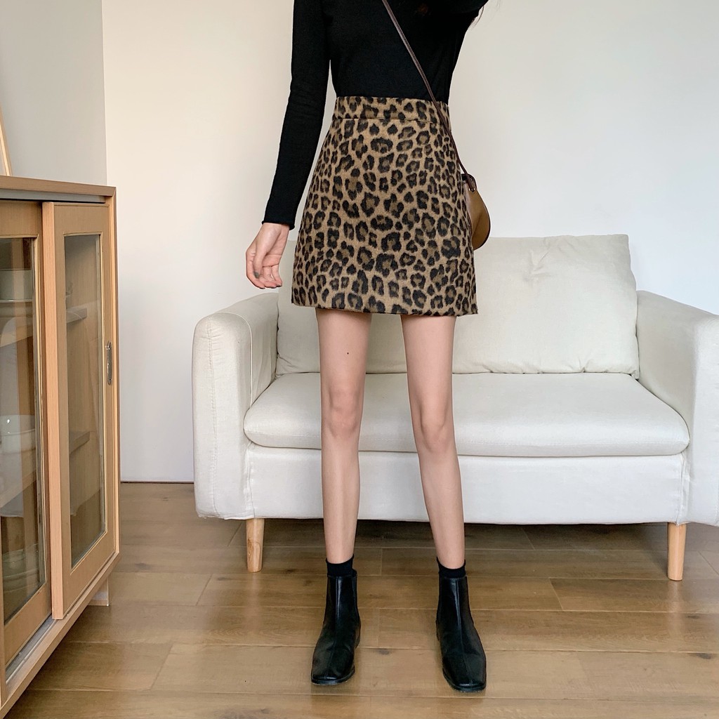 Chân Váy Xiaozhainv Chữ A Lưng Cao Họa Tiết Da Báo Phong Cách Vintage | BigBuy360 - bigbuy360.vn