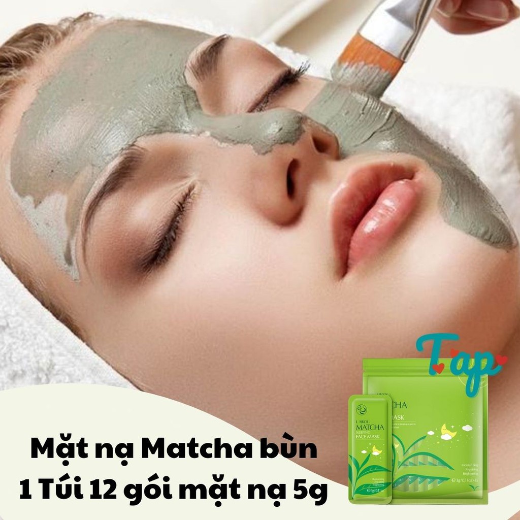 ( Lẻ 1 gói) Mặt nạ bùn Trà Xanh matcha Laikou làm sạch sâu cấp ẩm chống lão hóa