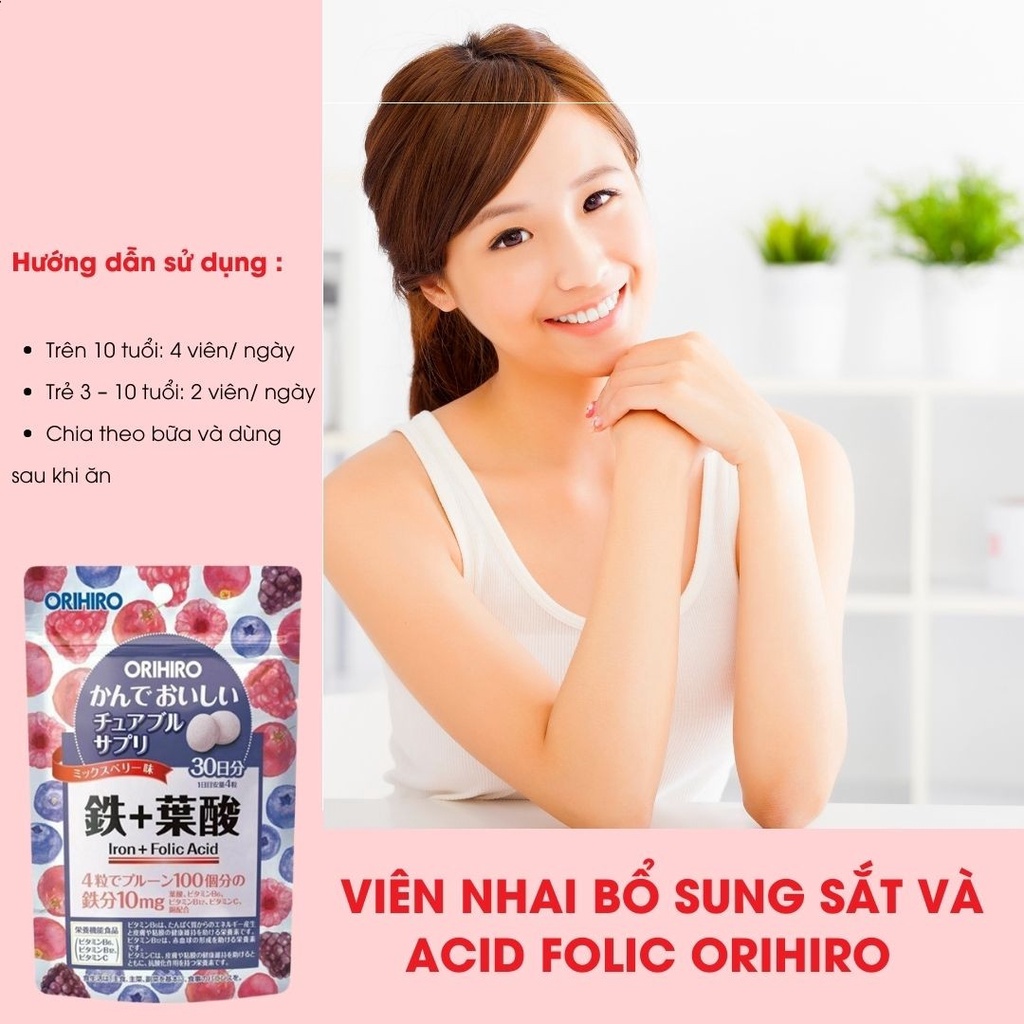 Viên Bổ Sung Sắt Và Folic Acid Orihiro Dạng Túi 120 Viên