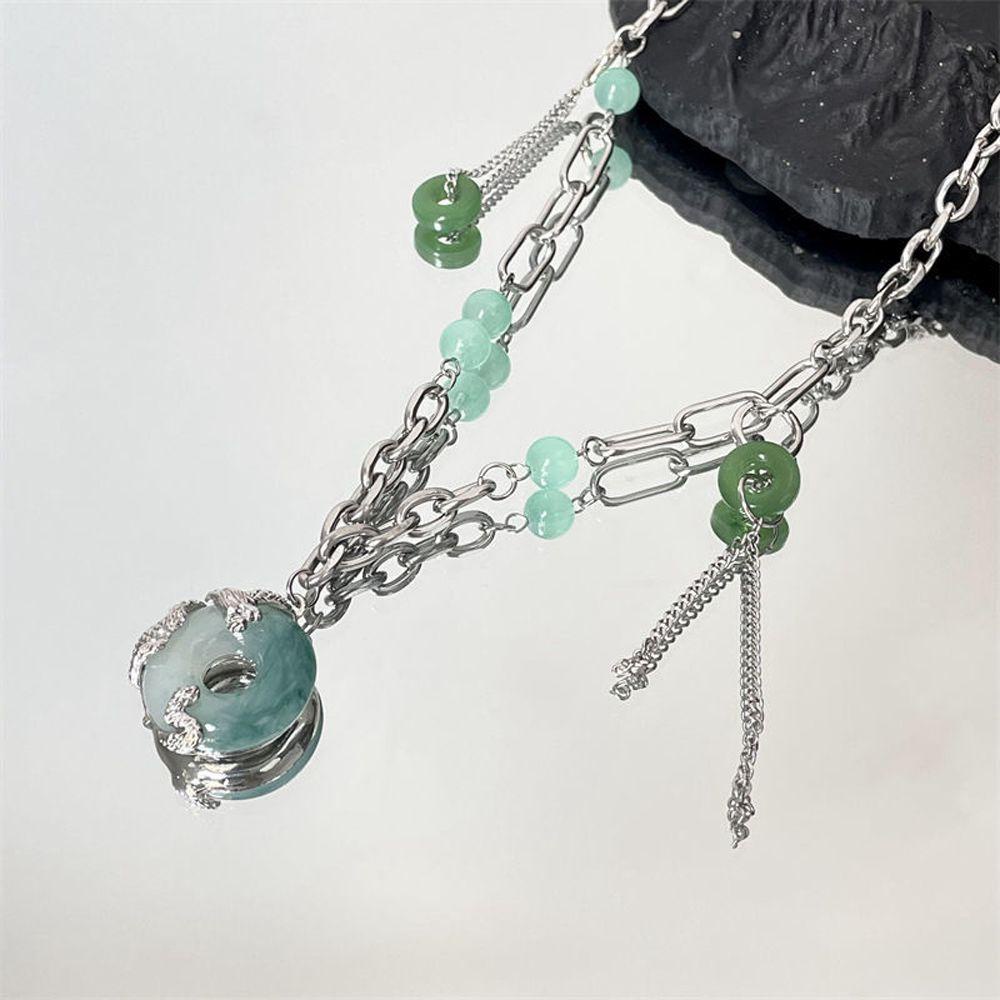 AROMA Vòng cổ Hợp Kim Mặt Hình Rồng Phong Cách Trung Hoa Cổ Điển Cho Nữ