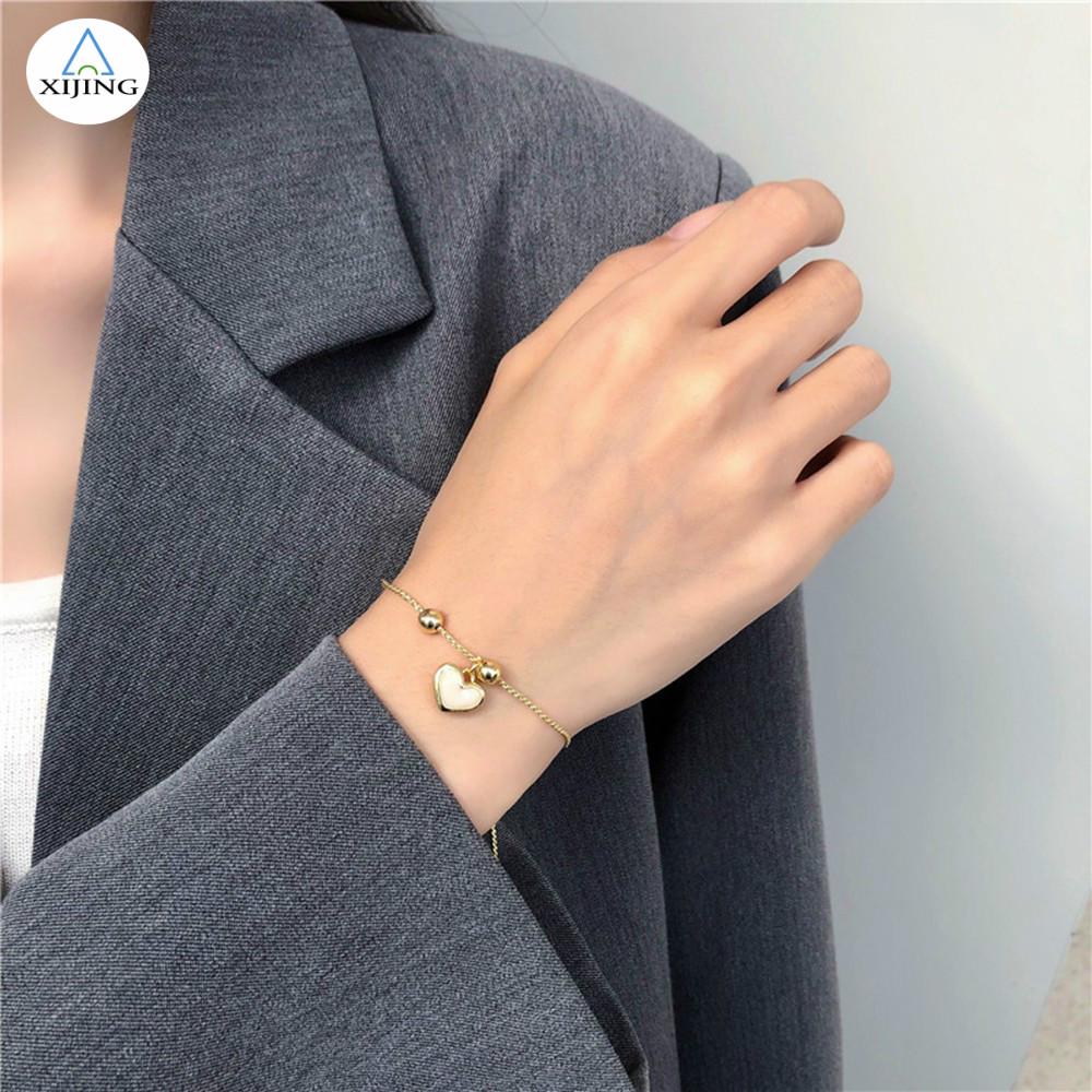 Vòng Tay Ngọc Trai Mặt Trái Tim Đơn Giản Thời Trang Dễ Thương