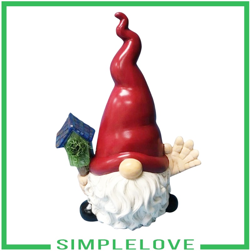 [SIMPLELOVE]Resin Gnome Figure Handmade Standing Tomte Statue Yard Home Office Gift