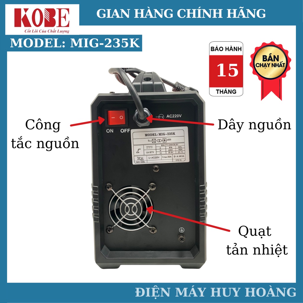 Máy hàn mig  mini KOBE 235K - mic 252K - Máy hàn 2 chức năng mig-que giá tốt nhất