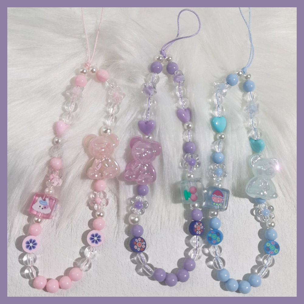 Dây Đeo Điện Thoại Bằng Acrylic Chống Thất Lạc Hình Gấu Dễ Thương Cho Charm L46-1 L46-2 L46-3