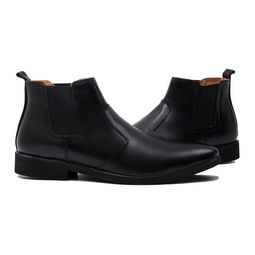 Giày da nam Tino cổ lửng đen lịch lãm CHELSEA BOOTS GC06 xa nhanh