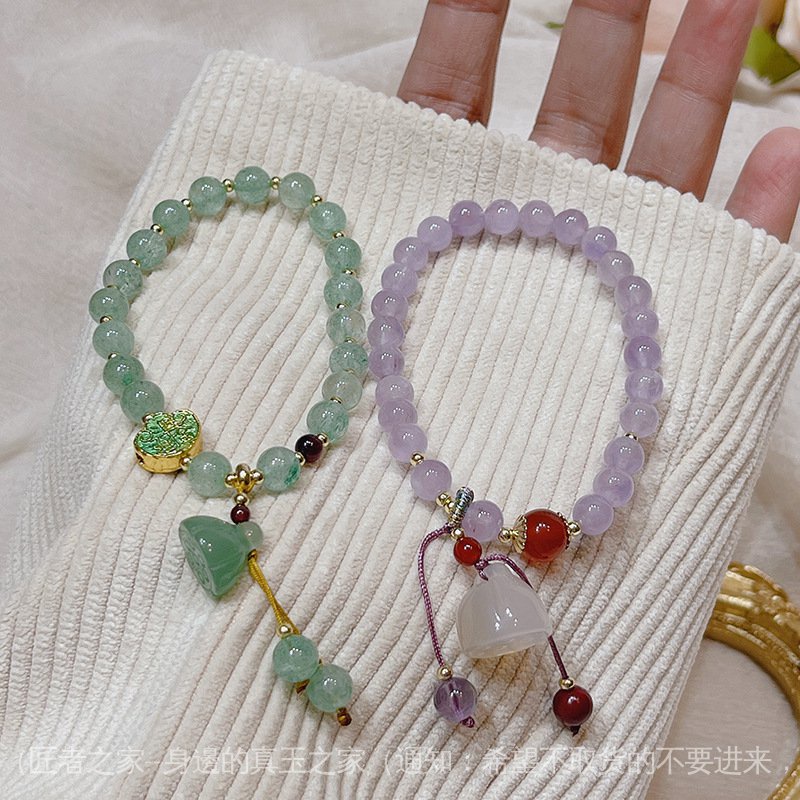 Vòng tay ngọc bích màu xanh lá cây đơn giản phong cách cổ điển cho nữ