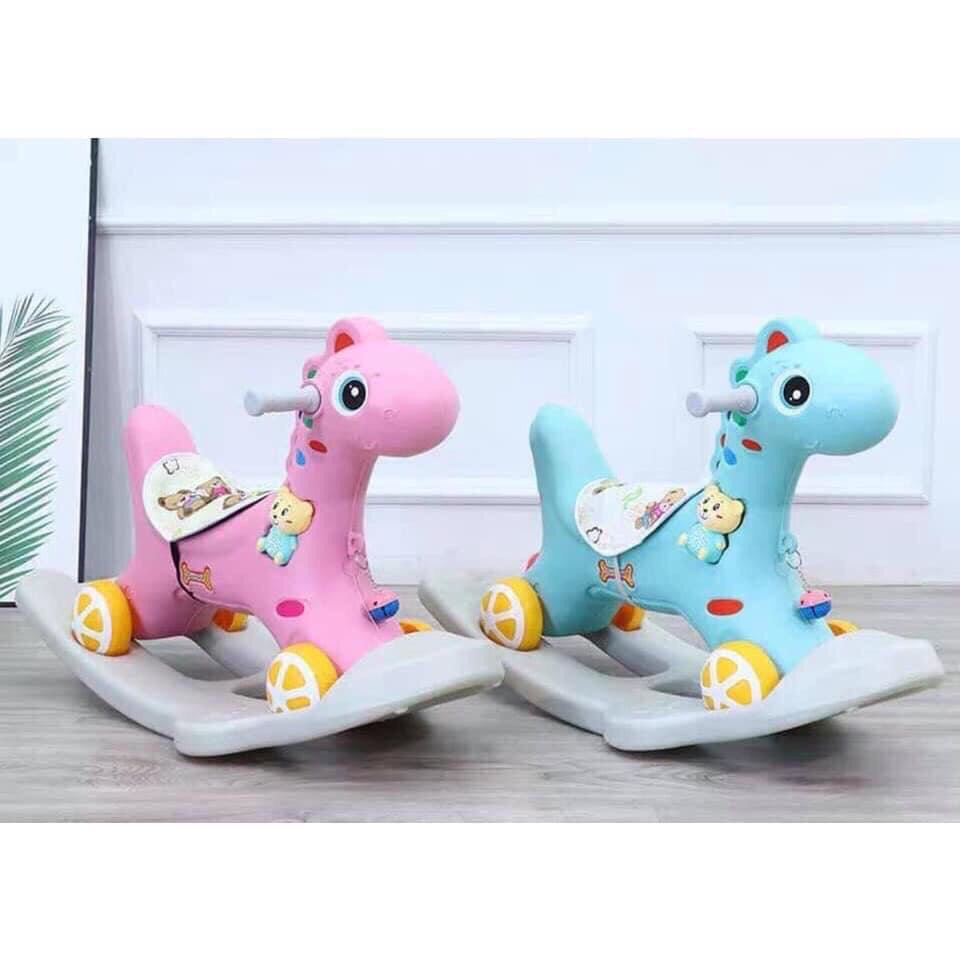 Bập bênh ngựa Pony có bánh xe 2in1 cho bé ( có nhạc )